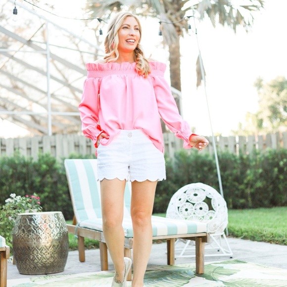 crown & ivy Tops - Crown & Ivy Hot Pink Off Shoulder Top S